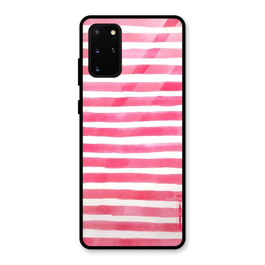 White And Pink Stripes Glass Back Case for Galaxy S20 Plus