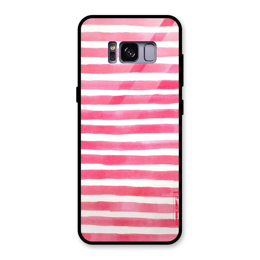 White And Pink Stripes Glass Back Case for Galaxy S8