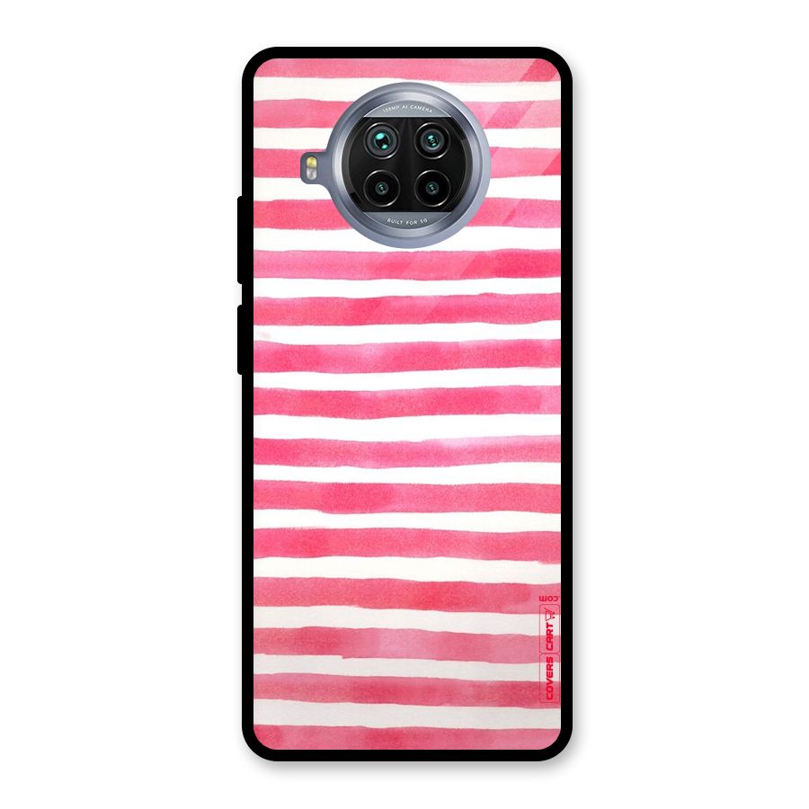 White And Pink Stripes Glass Back Case for Mi 10i