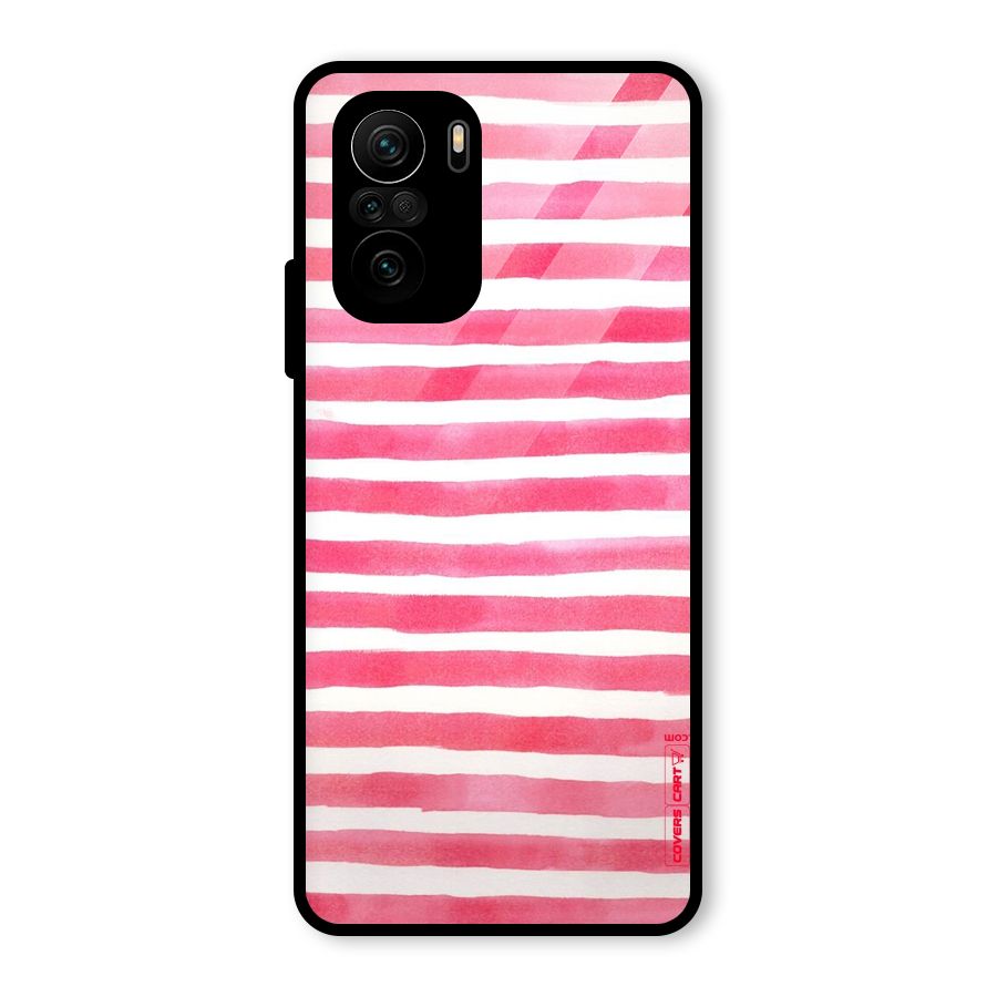 White And Pink Stripes Glass Back Case for Mi 11x