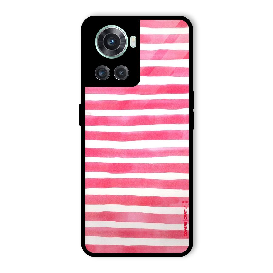 White And Pink Stripes Glass Back Case for OnePlus 10R