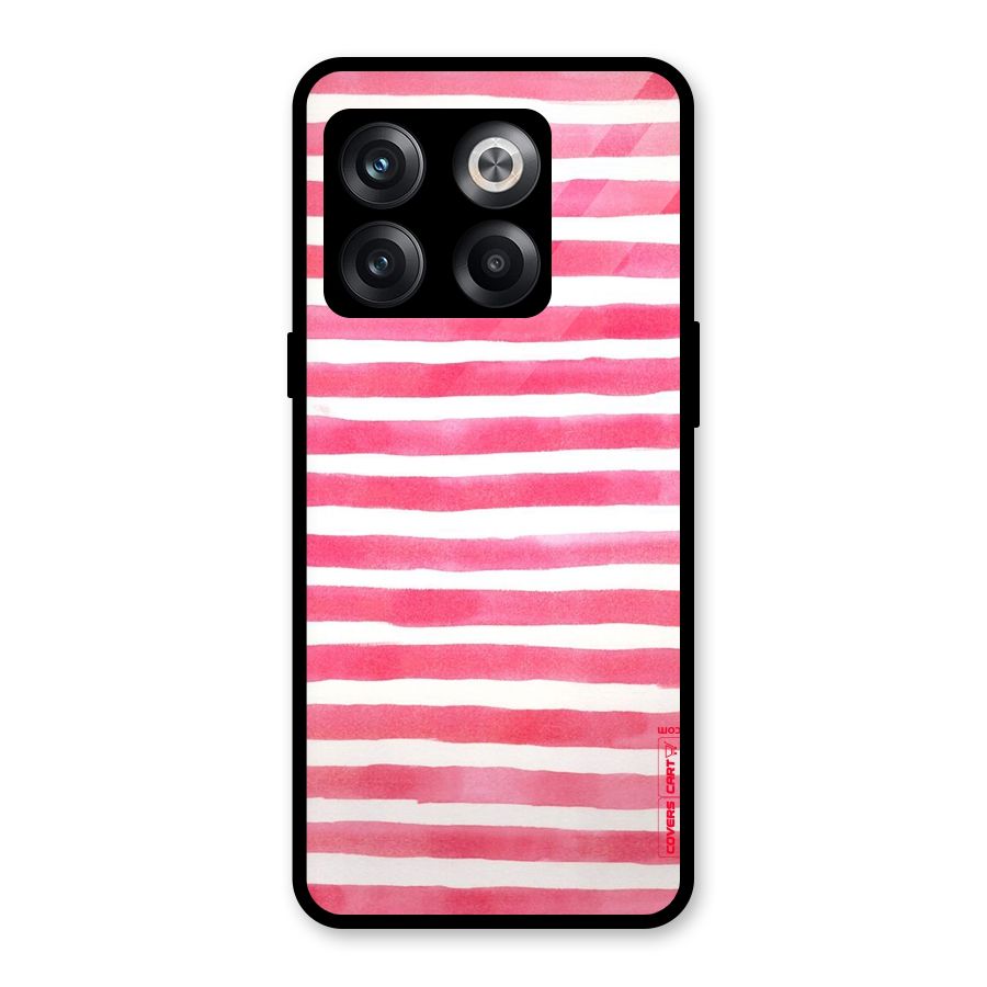 White And Pink Stripes Glass Back Case for OnePlus 10T