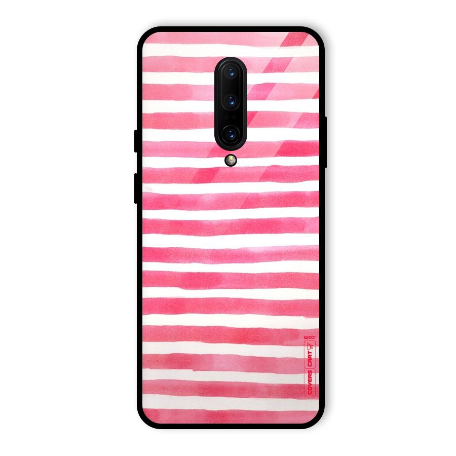 White And Pink Stripes Glass Back Case for OnePlus 7 Pro