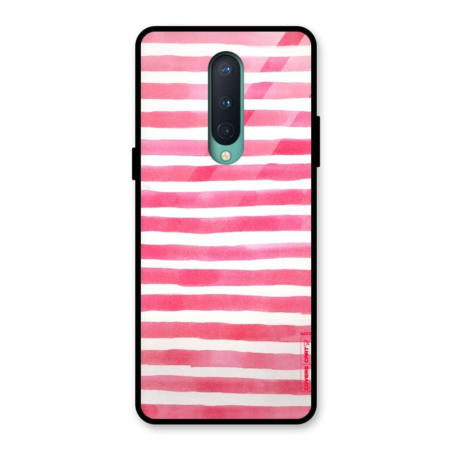 White And Pink Stripes Glass Back Case for OnePlus 8
