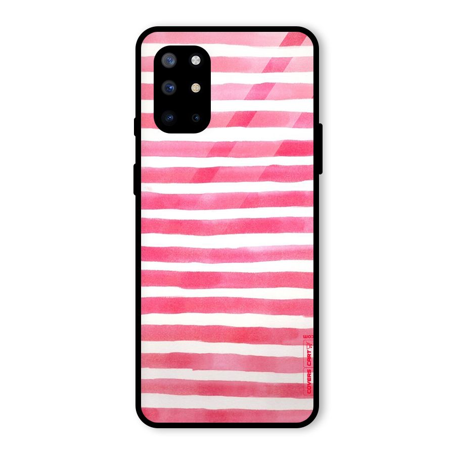 White And Pink Stripes Glass Back Case for OnePlus 8T