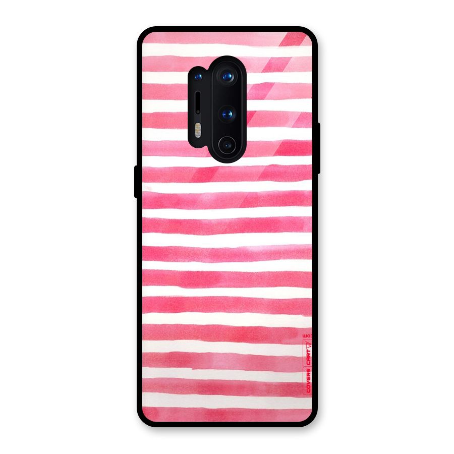 White And Pink Stripes Glass Back Case for OnePlus 8 Pro