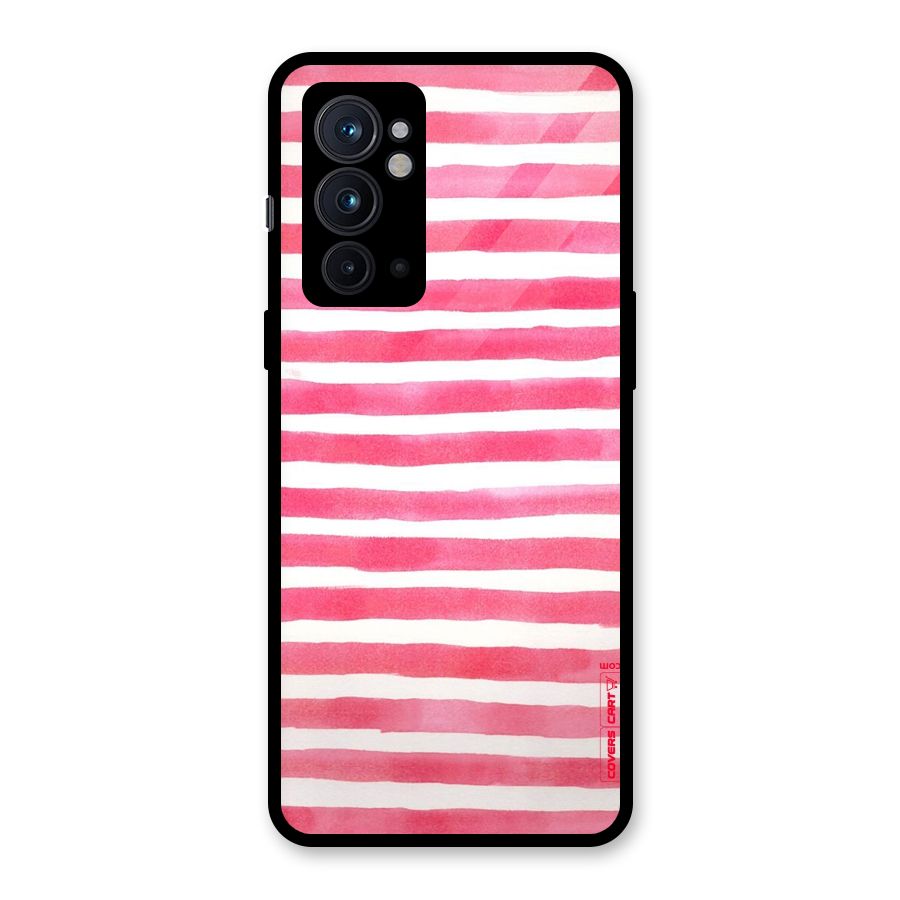 White And Pink Stripes Glass Back Case for OnePlus 9RT 5G
