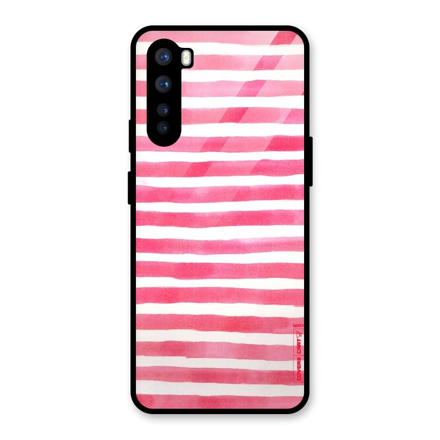 White And Pink Stripes Glass Back Case for OnePlus Nord