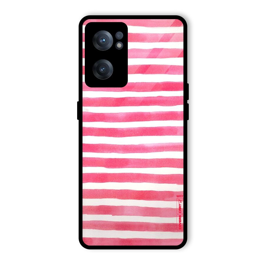 White And Pink Stripes Glass Back Case for OnePlus Nord CE 2 5G