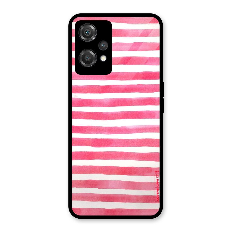 White And Pink Stripes Glass Back Case for OnePlus Nord CE 2 Lite 5G