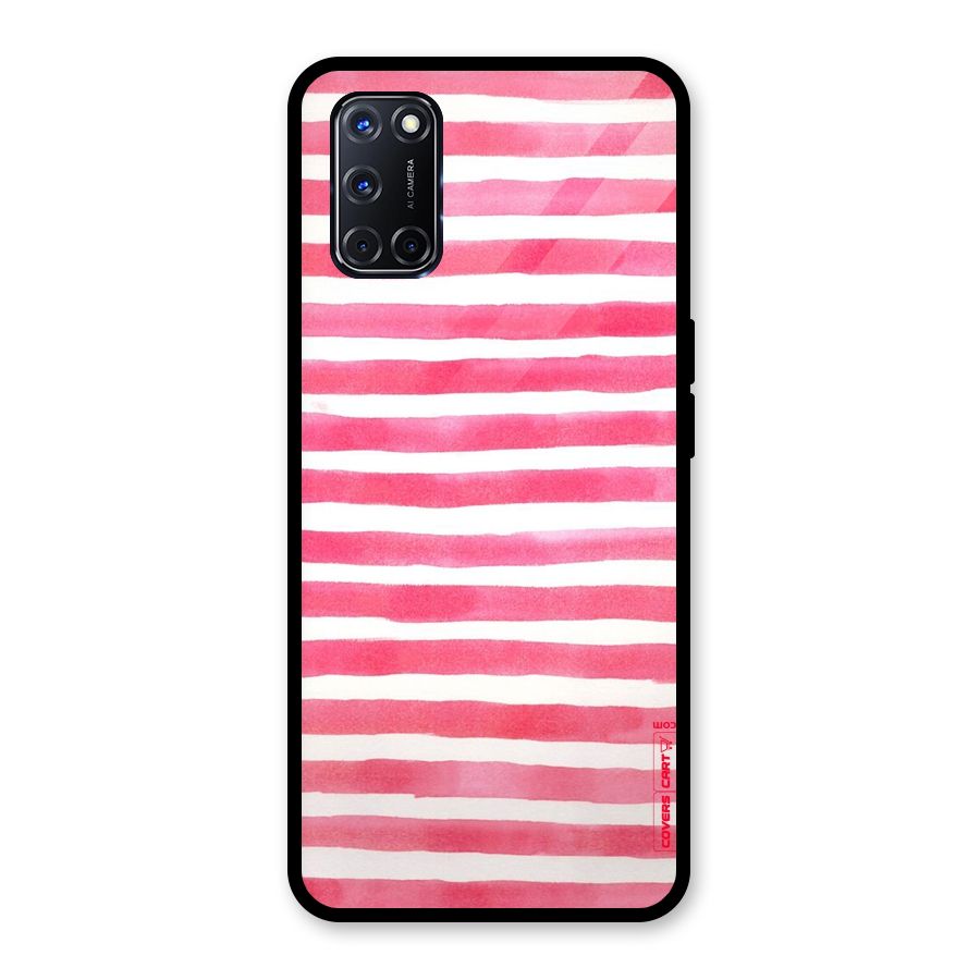 White And Pink Stripes Glass Back Case for Oppo A52