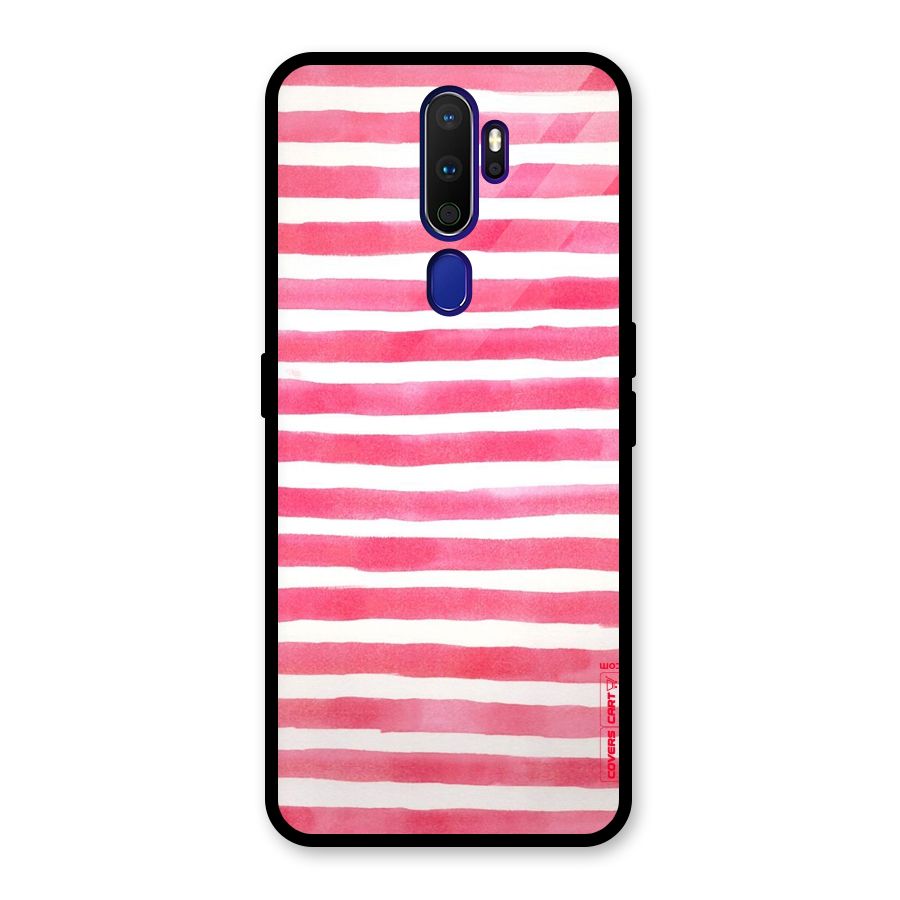 White And Pink Stripes Glass Back Case for Oppo A9 (2020)