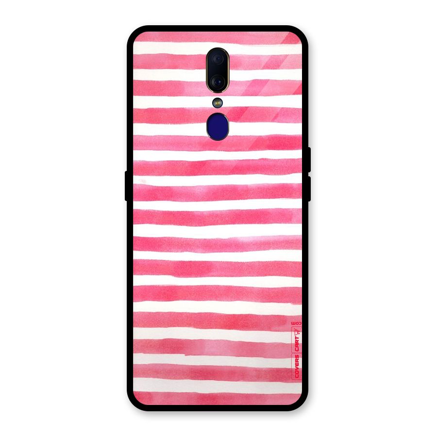 White And Pink Stripes Glass Back Case for Oppo F11