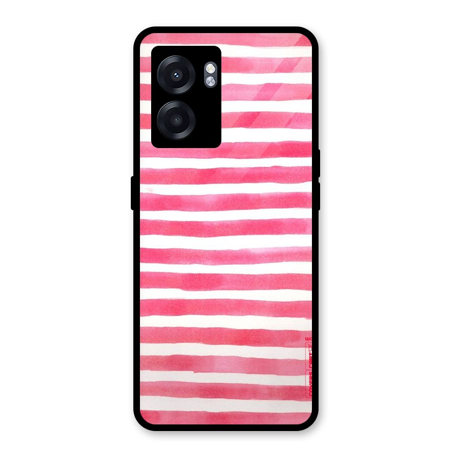 White And Pink Stripes Glass Back Case for Oppo K10 (5G)