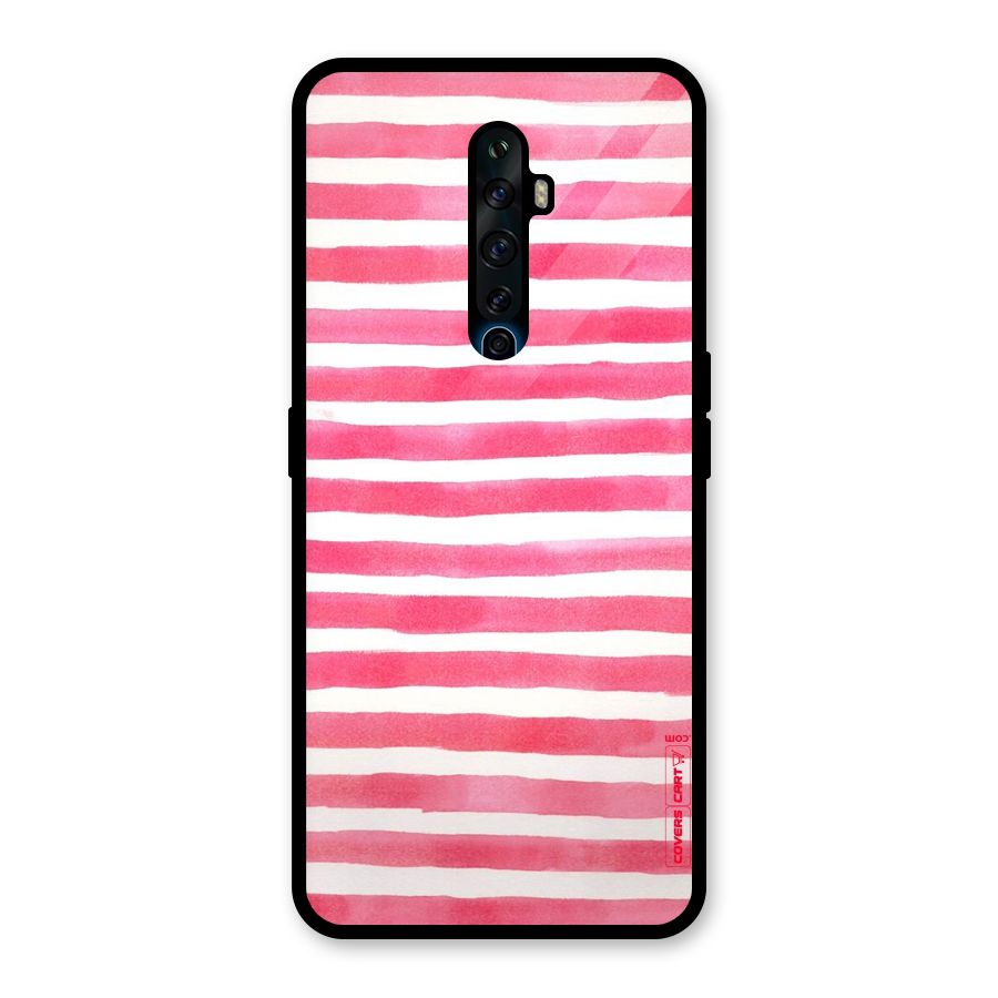 White And Pink Stripes Glass Back Case for Oppo Reno2 Z