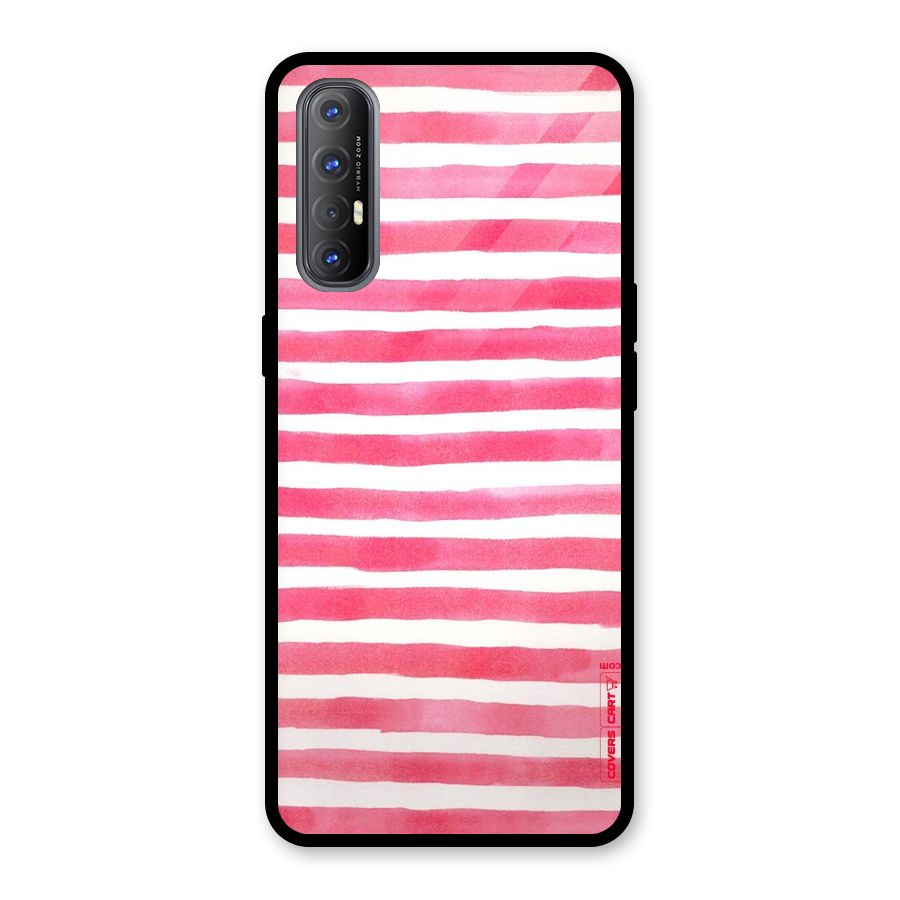 White And Pink Stripes Glass Back Case for Oppo Reno3 Pro
