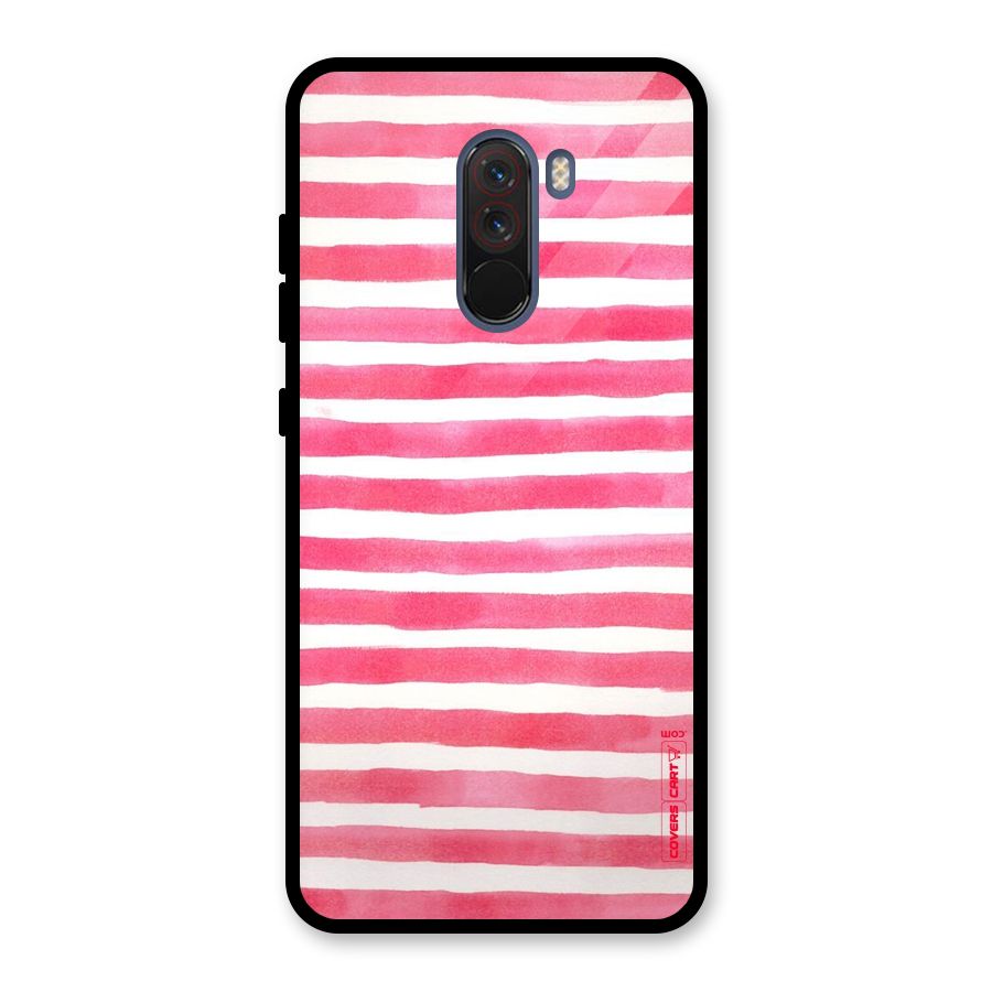 White And Pink Stripes Glass Back Case for Poco F1
