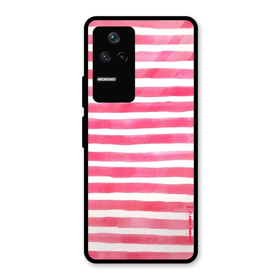 White And Pink Stripes Glass Back Case for Poco F4 5G