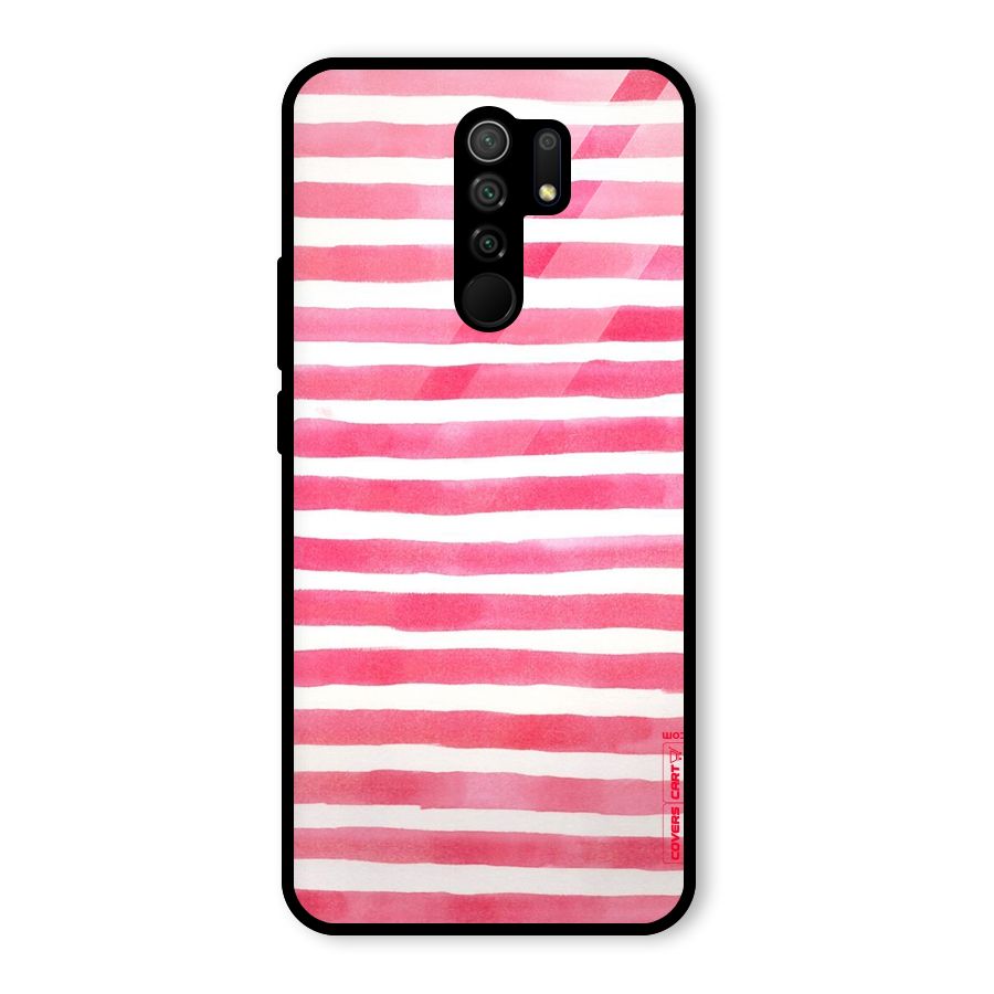 White And Pink Stripes Glass Back Case for Poco M2