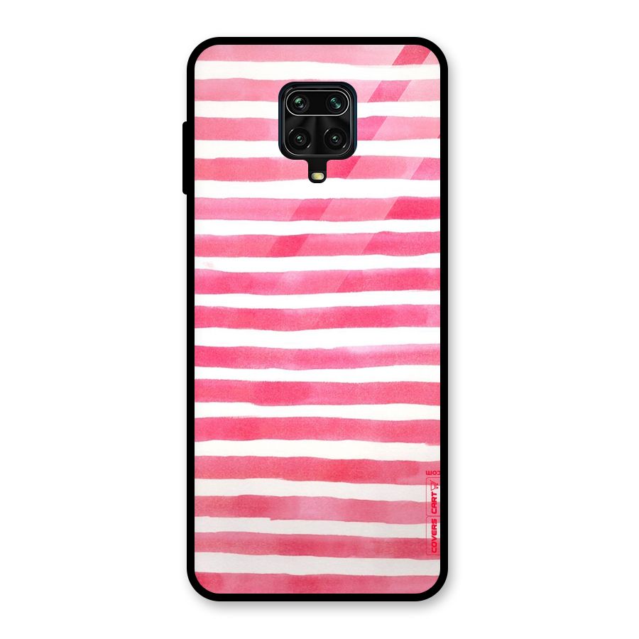 White And Pink Stripes Glass Back Case for Poco M2 Pro