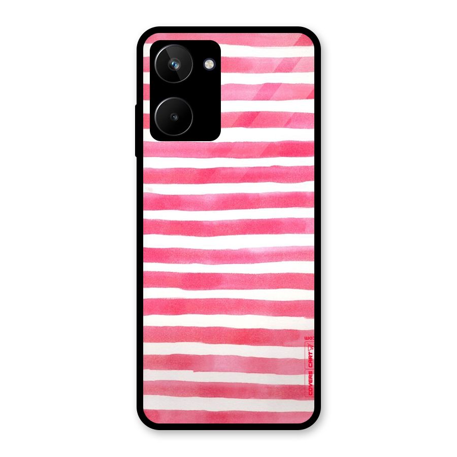 White And Pink Stripes Glass Back Case for Realme 10