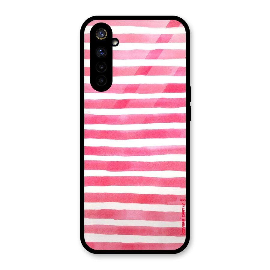 White And Pink Stripes Glass Back Case for Realme 6