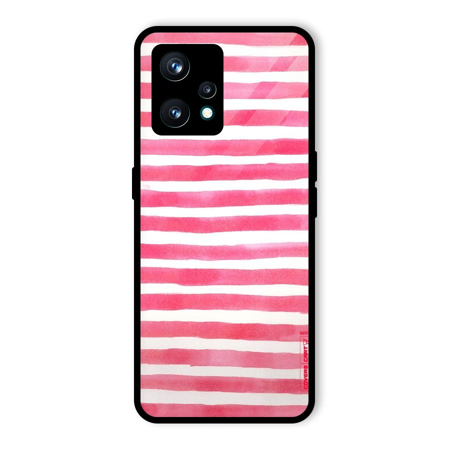 White And Pink Stripes Glass Back Case for Realme 9 Pro Plus 5G