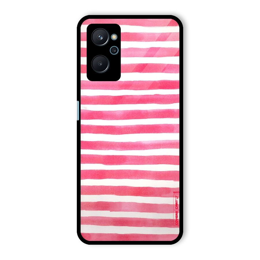 White And Pink Stripes Glass Back Case for Realme 9i