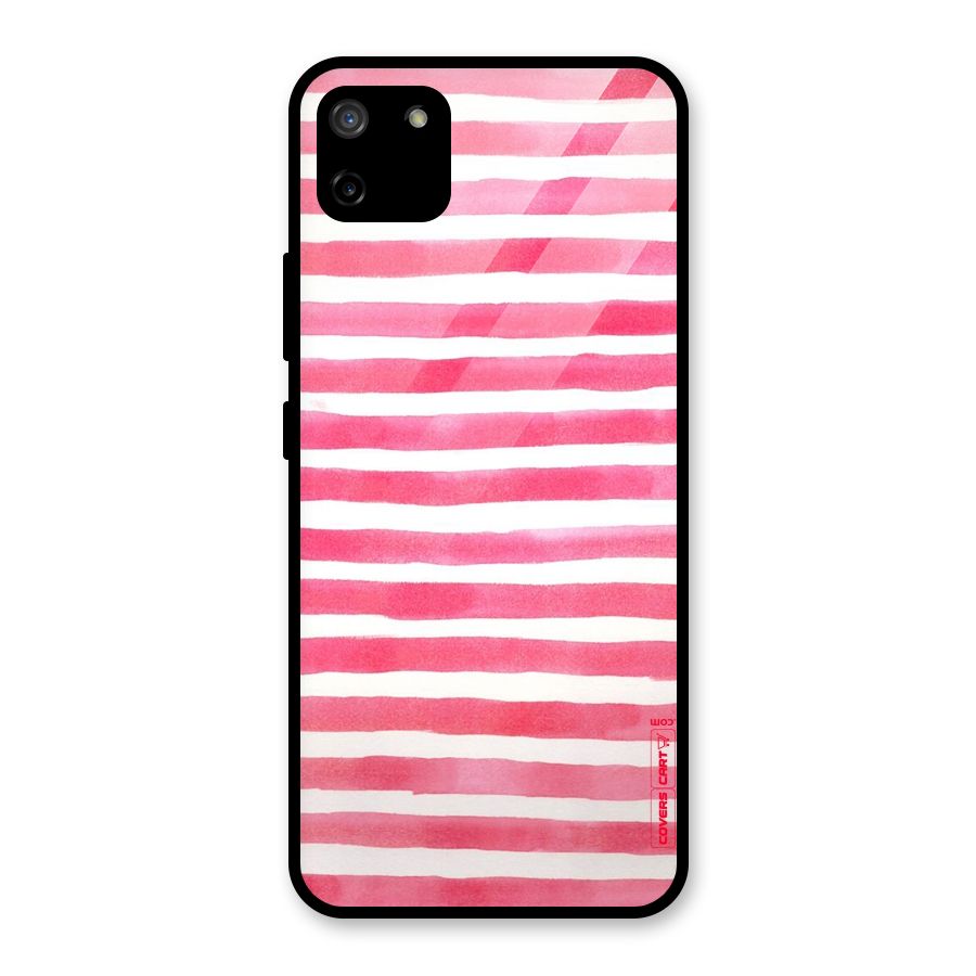 White And Pink Stripes Glass Back Case for Realme C11