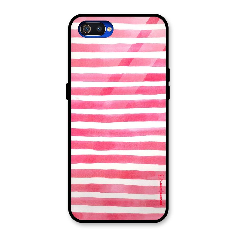 White And Pink Stripes Glass Back Case for Realme C2