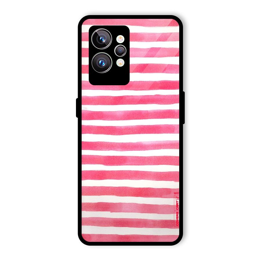 White And Pink Stripes Glass Back Case for Realme GT2 Pro