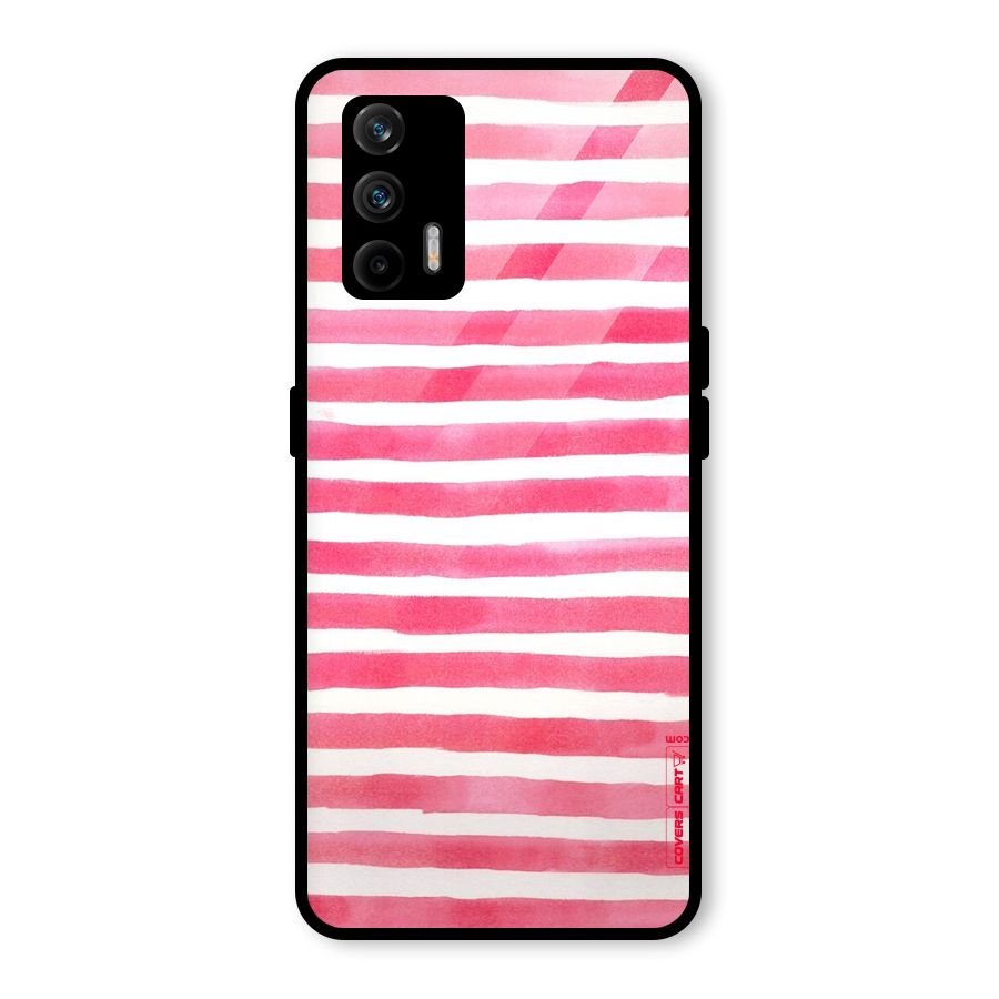 White And Pink Stripes Glass Back Case for Realme GT 5G