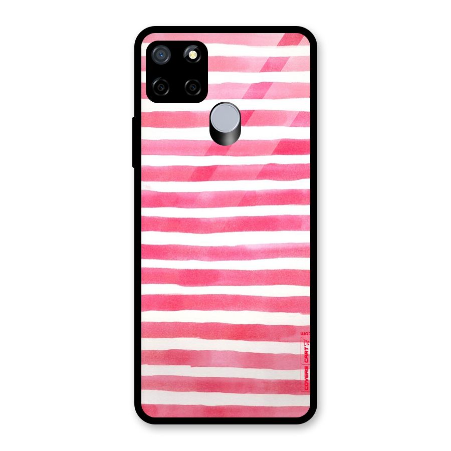 White And Pink Stripes Glass Back Case for Realme Narzo 20