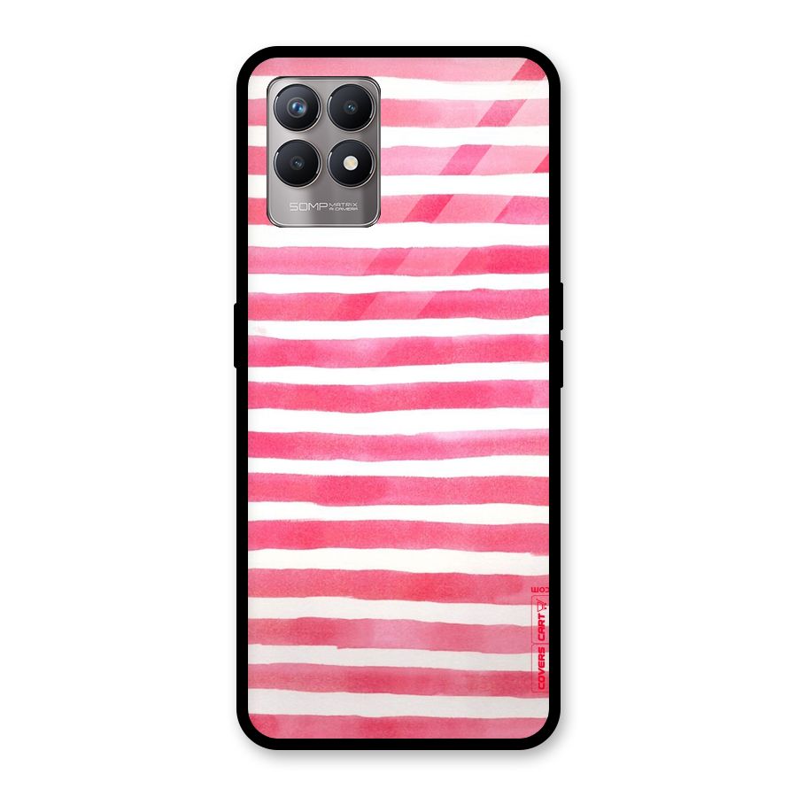 White And Pink Stripes Glass Back Case for Realme Narzo 50