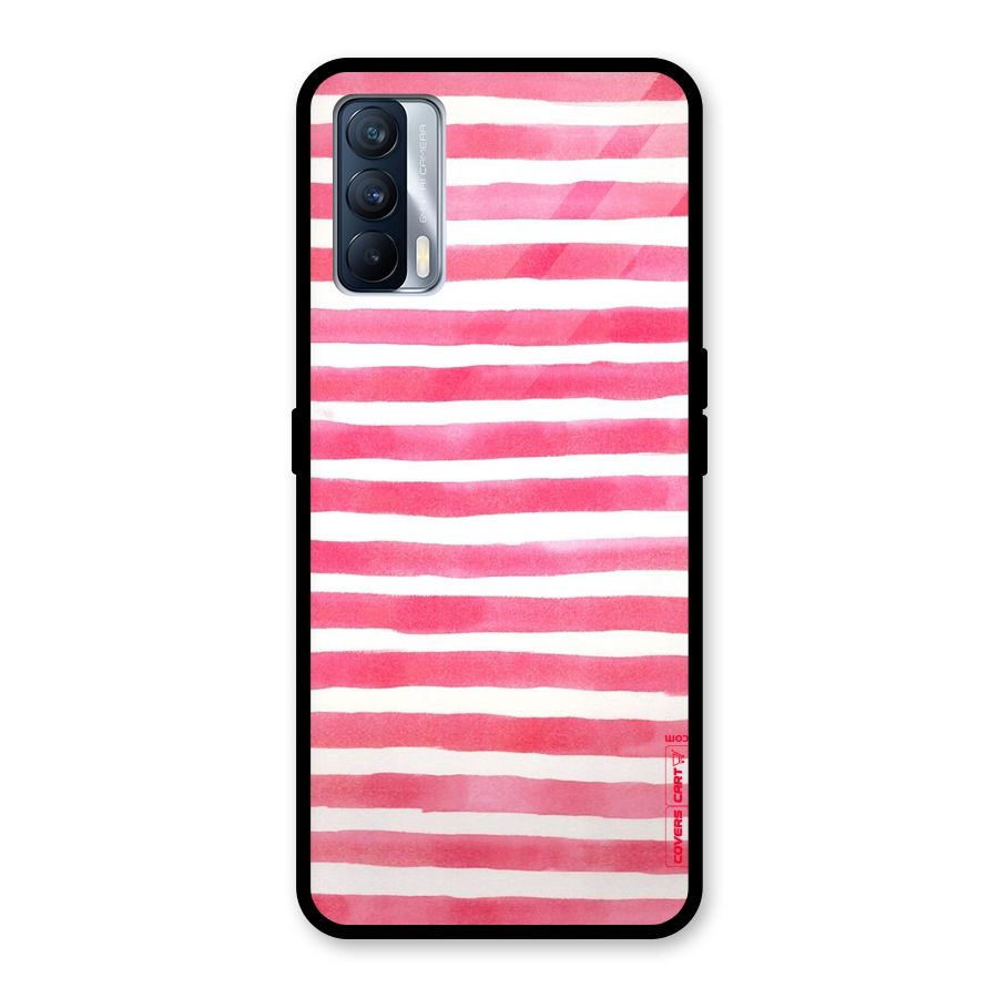 White And Pink Stripes Glass Back Case for Realme X7