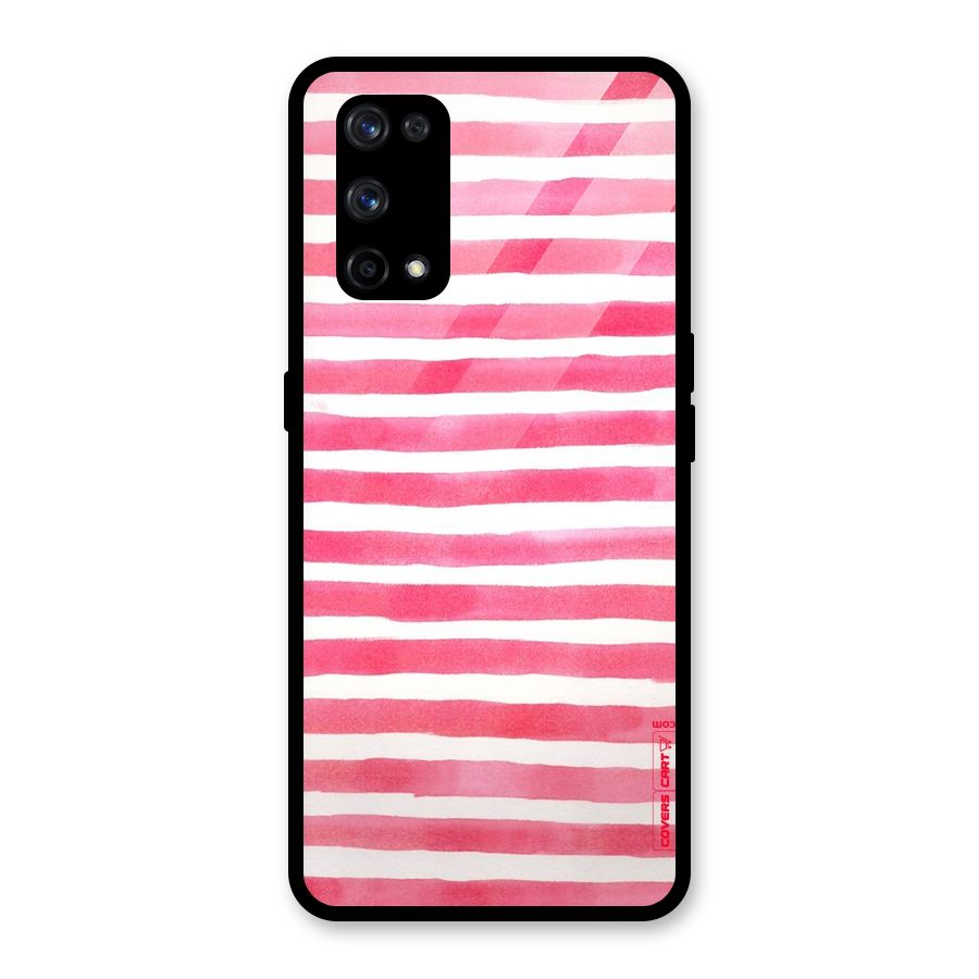 White And Pink Stripes Glass Back Case for Realme X7 Pro
