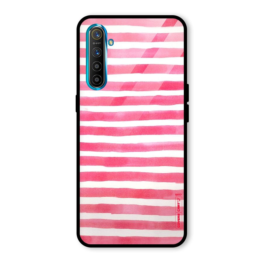 White And Pink Stripes Glass Back Case for Realme XT