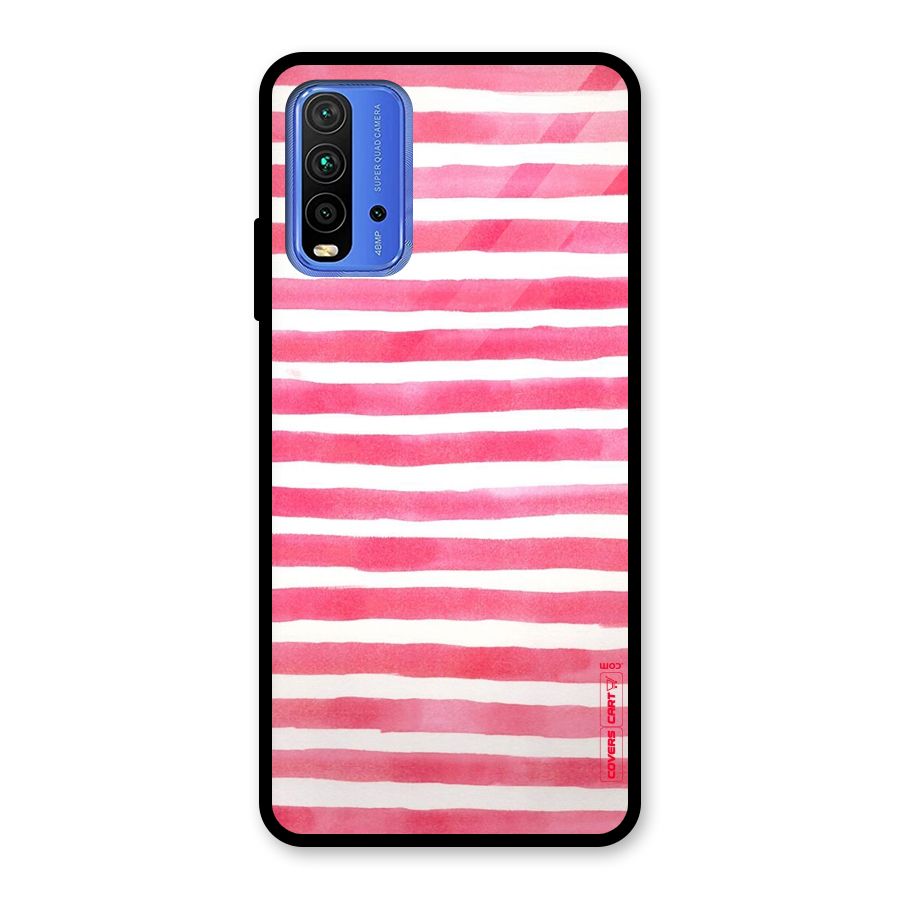 White And Pink Stripes Glass Back Case for Redmi 9 Power