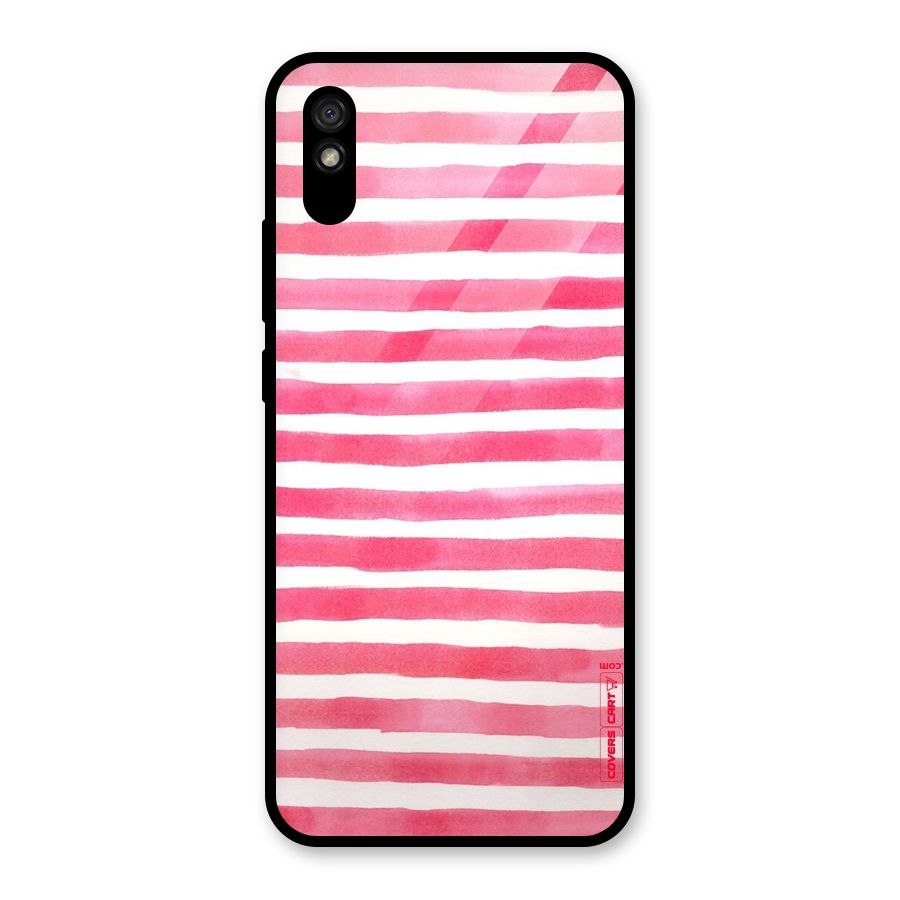White And Pink Stripes Glass Back Case for Redmi 9i