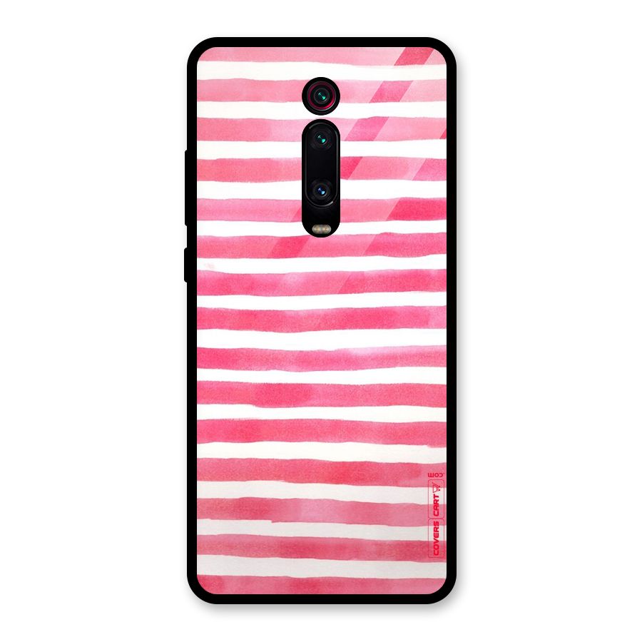 White And Pink Stripes Glass Back Case for Redmi K20