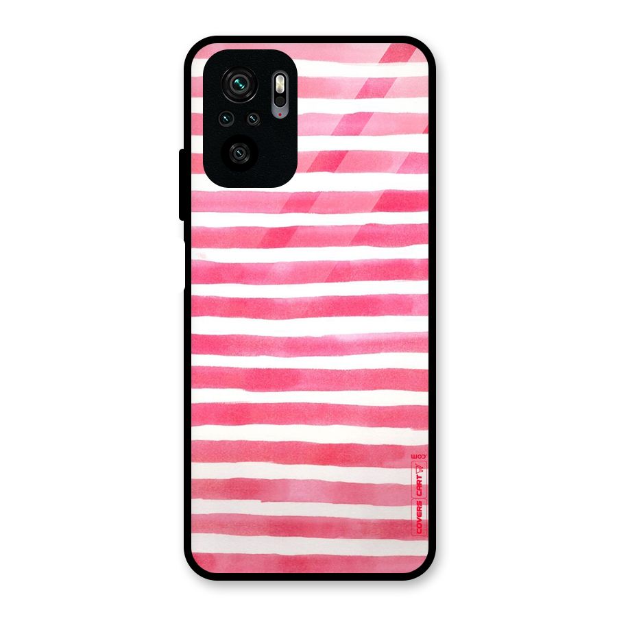 White And Pink Stripes Glass Back Case for Redmi Note 10S