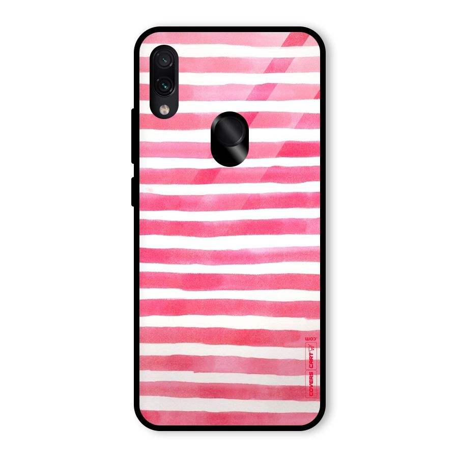 White And Pink Stripes Glass Back Case for Redmi Note 7S