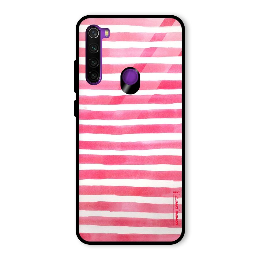 White And Pink Stripes Glass Back Case for Redmi Note 8