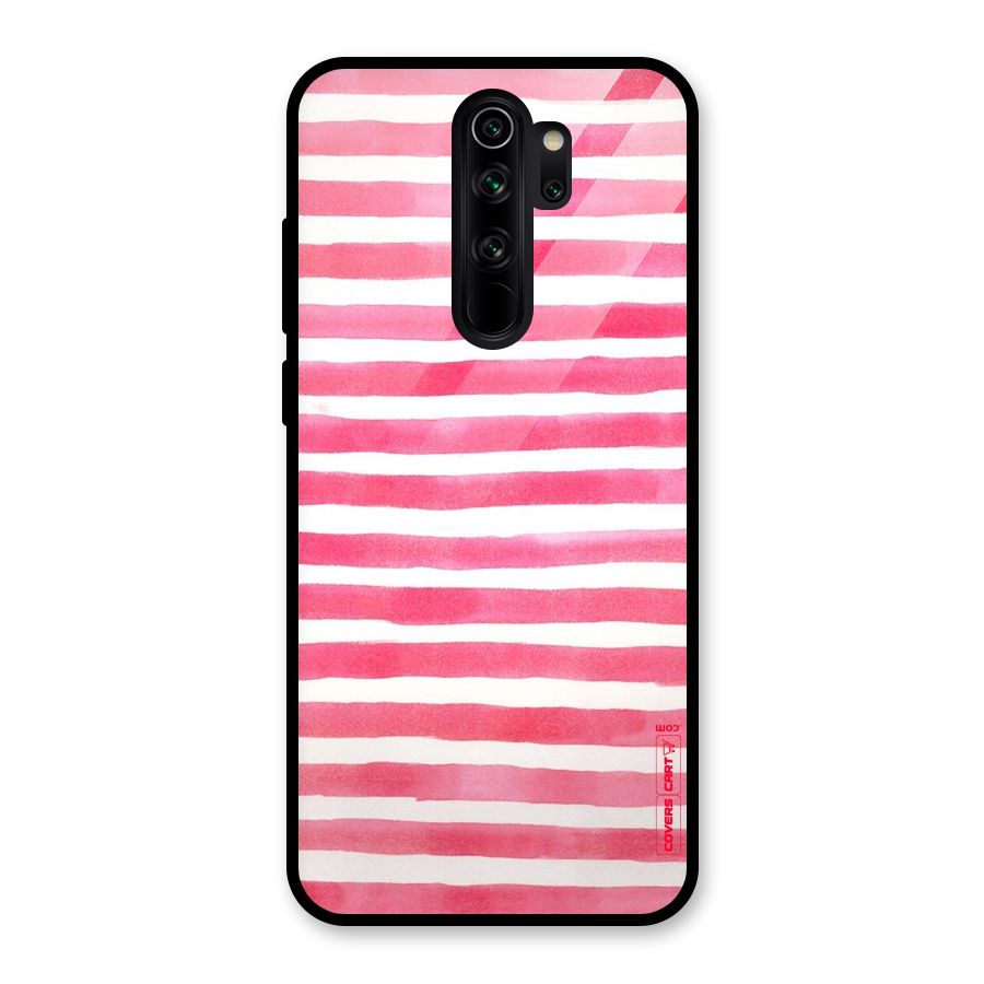 White And Pink Stripes Glass Back Case for Redmi Note 8 Pro