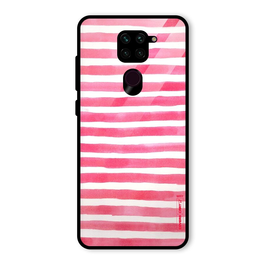 White And Pink Stripes Glass Back Case for Redmi Note 9