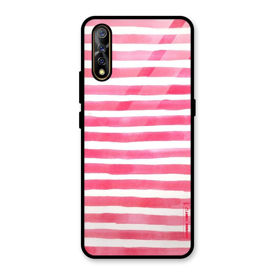 White And Pink Stripes Glass Back Case for Vivo S1