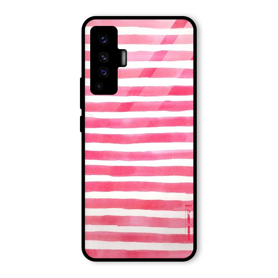 White And Pink Stripes Glass Back Case for Vivo X50