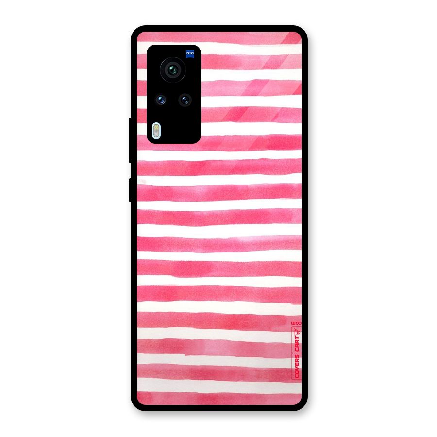 White And Pink Stripes Glass Back Case for Vivo X60 Pro