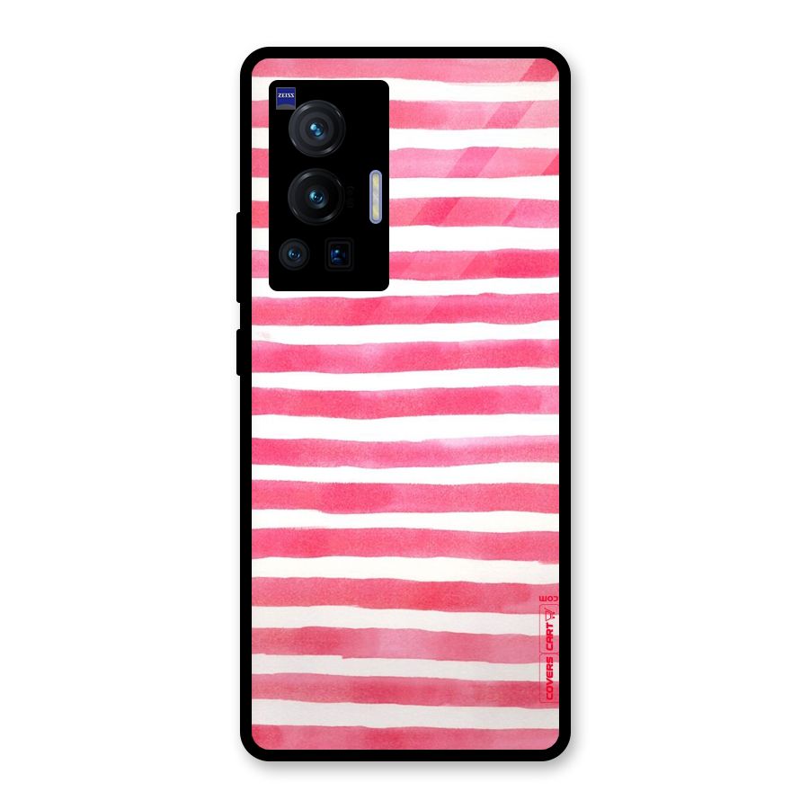 White And Pink Stripes Glass Back Case for Vivo X70 Pro