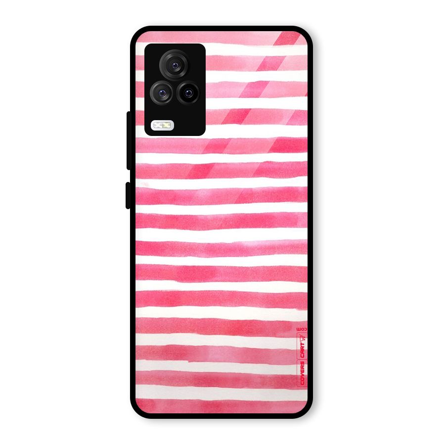 White And Pink Stripes Glass Back Case for Vivo iQOO 7 Legend 5G
